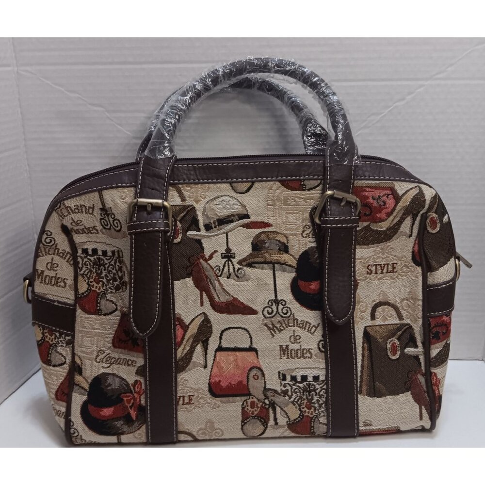 Signare Brown Tapestry Fashion NWOT Colorful Faux Leather Classic Handbag